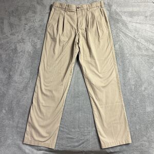 Croft & Barrow Chino Pants Men's 32x34 Beige Classic Fit Khaki Pleated Cotton